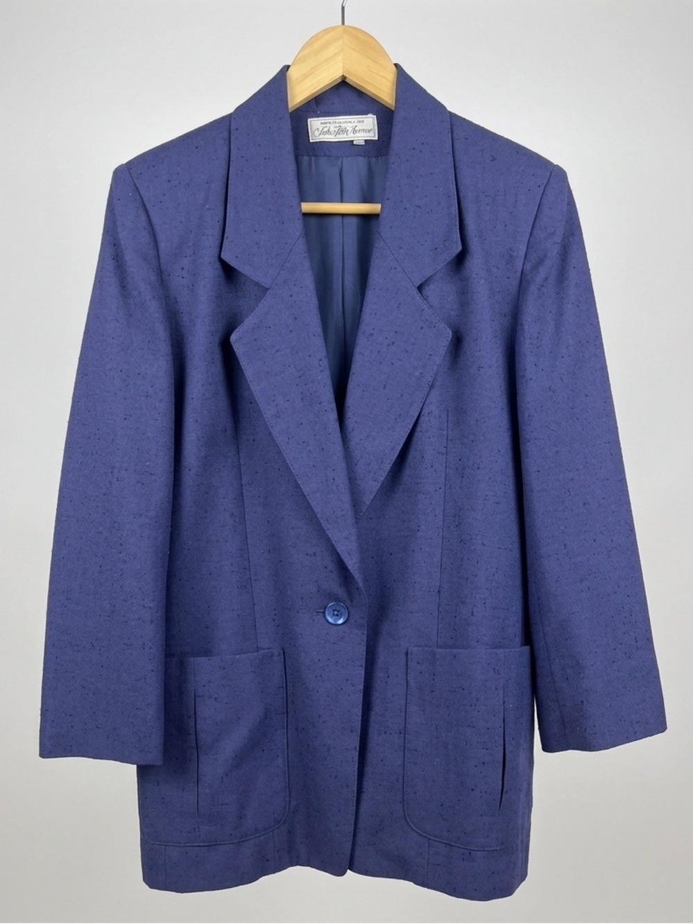 Vintage Saks Fifth Avenue Blazer Women Blue Patch Pockets Made in USA Charan US6